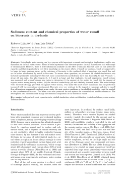 Sediment content and chemical properties of water runoff on
