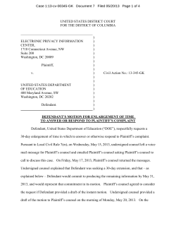 Defendant`s Motion for Enlargement of Time to Answer or Respond