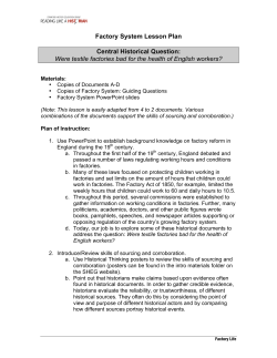 Factory System Lesson Plan Central Historical