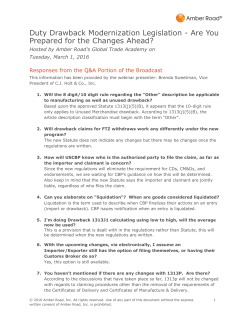 Duty Drawback Modernization Legislation - Are You