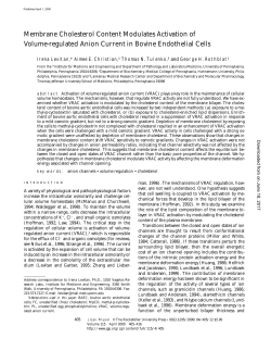 Membrane Cholesterol Content Modulates Activation of Volume