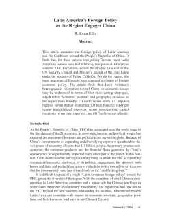 Latin America`s Foreign Policy as the Region Engages China