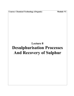 Desulphurisation Processes And Recovery of Sulphur
