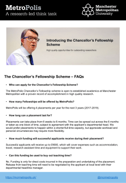 The Chancellor`s Fellowship Scheme &ndash; FAQs