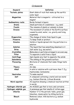 C3 Keywords Keyword Definition Tectonic plates Giant slabs of rock