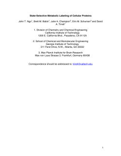 1 State-Selective Metabolic Labeling of Cellular Proteins John T