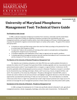University of Maryland Phosphorus Management Tool: Technical