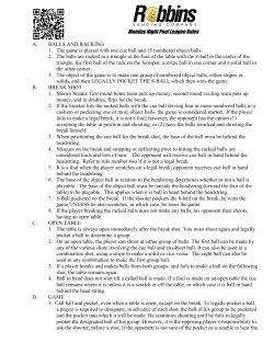 Monday Night Pool League Rules A. BALLS AND RACKING 1. The