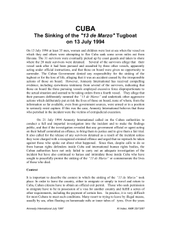 CUBA The Sinking of the "13 de Marzo" Tugboat on 13 July 1994