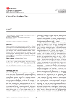 Cultural Specification of Face