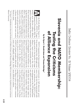 Slovenia and NA TO Membership