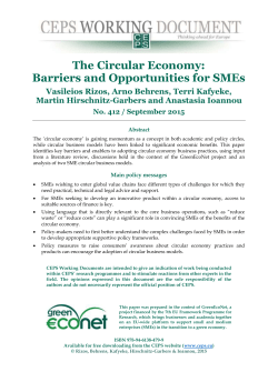 The Circular Economy: Barriers and Opportunities for SMEs