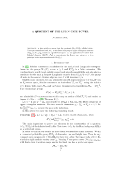 A QUOTIENT OF THE LUBIN&ndash;TATE TOWER 1. Introduction In [12