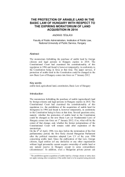 the protection of arable land in the basic law of hungary with respect