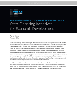 State Financing Incentives for Economic Development