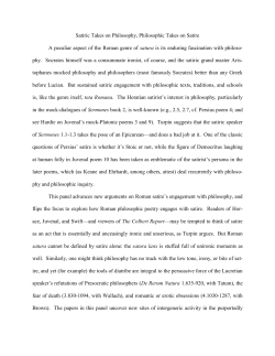 Satiric Takes on Philosophy, Philosophic Takes on Satire