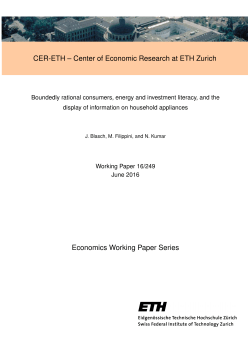 CER-ETH &ndash; Center of Economic Research at ETH Zurich Economics