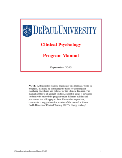 Clinical Psychology Program Manual