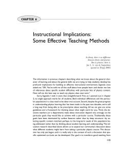 Chapter 6 -- Instructional Implications: Some Effective Teaching