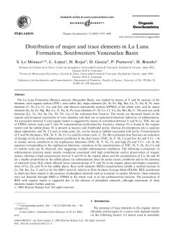 Distribution of major and trace elements in La Luna Formation
