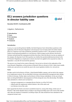 ECJ answers jurisdiction questions in director liability case