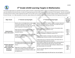 5th Grade LEUSD Learning Targets in Mathematics