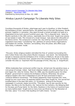 Hindus Launch Campaign To Liberate Holy Sites