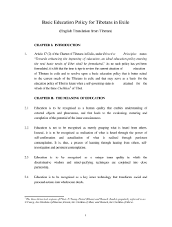 Basic Education Policy for Tibetans in Exile