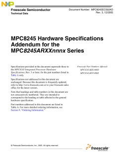 MPC8245 Hardware Specifications Addendum for the