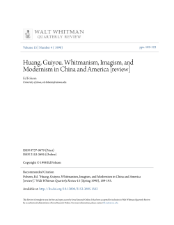 Huang, Guiyou. Whitmanism, Imagism, and Modernism in China and