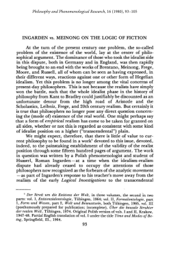 INGARDEN vs. MEINONG ON THE LOGIC OF FICTION