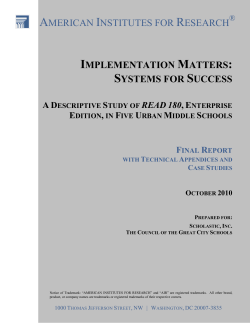 Implementation Matters: Systems for Success
