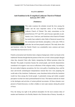 Anti-Semitism in the Evangelical Lutheran Church of Finland