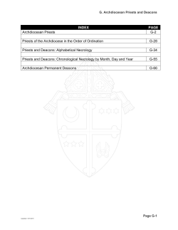 INDEX PAGE Archdiocesan Priests G-2 Priests of the Archdiocese in