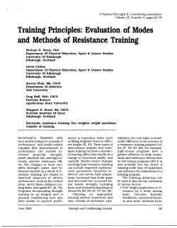 Training Principles: Evaluation of Modes and Methods of Resistance