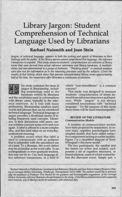 Library Jargon: Student Comprehension of Technical Language