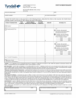 Stop Payment Request Form - Tyndall Federal Credit Union