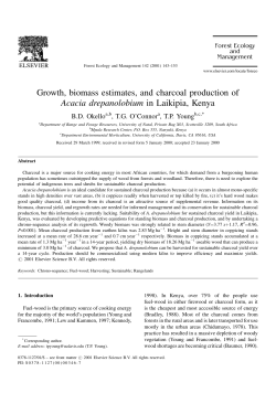 Growth, biomass estimates, and charcoal production of Acacia