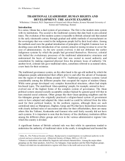 traditional leadership, human rights and development: the asante