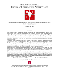 The Economics of Memory - The John Marshall Institutional Repository