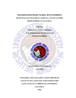 Teachers Strategies to Deal With Students` Reticence in English