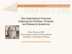 The Dissertation Proposal: Aligning the Problem, Purpose, and