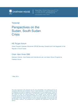 Perspectives on the Sudan, South Sudan Crisis