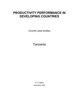 UNIDO REPORT: PRODUCTIVITY PERFORMANCE IN TANZANIA