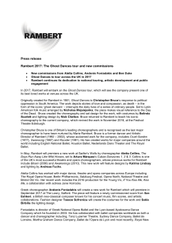 Press release Rambert 2017: The Ghost Dances tour and new