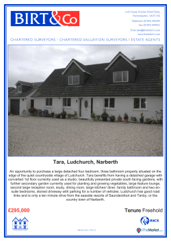 295000 Tara, Ludchurch, Narberth Tenure Freehold