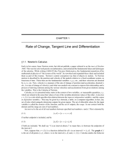 Rate of Change, Tangent Line and Differentiation