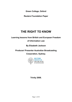 `The Right To Know : Learning lessons from British and European