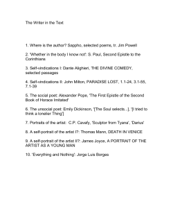 The Writer in the Text 1. Where is the author? Sappho, selected