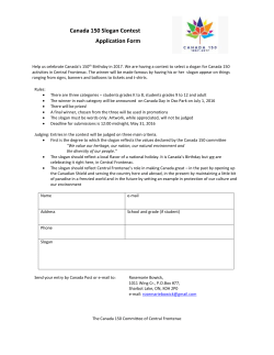 Canada 150 Slogan Contest Application Form